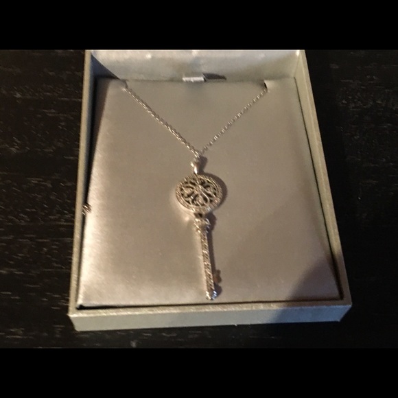 Diamond Vintage Key Pendant with Sterling Silver